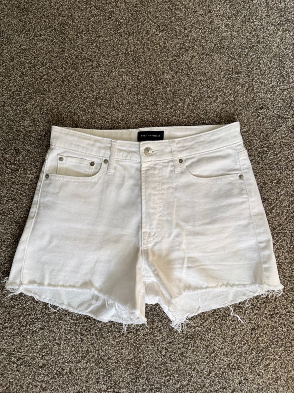 Free Assembly white denim shorts